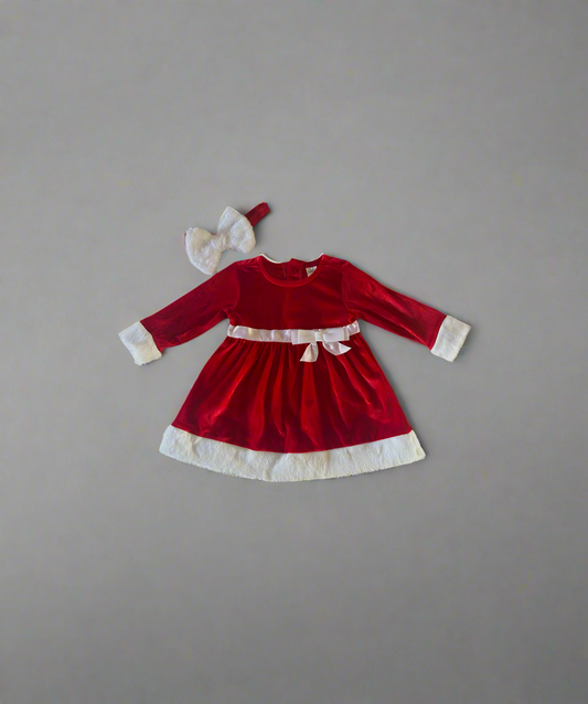 Baby Girl’s Christmas Santa Dress Set – 3-Piece Outfit